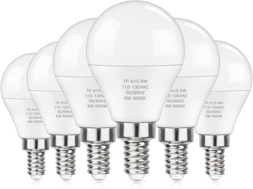 E12 LED 60W Equivalent Daylight White 5000K Ceiling Fan Bulbs, 600LM CRI 85+ Candelabra Bulbs Small Base, 6W