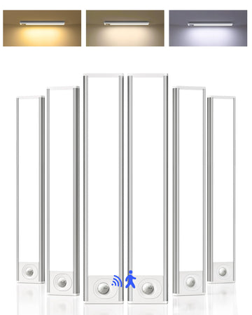 10inch Under Cabinet Lighting, 6-Pack Rechargeable Motion Sensor Light Indoor, Magnetic Closet Lights, Dimmable & 3