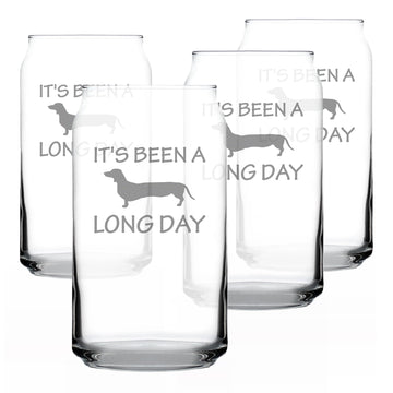 Long Day Can Shaped Pint Glass for Dachshund Gifts - 16 oz - Set of 4