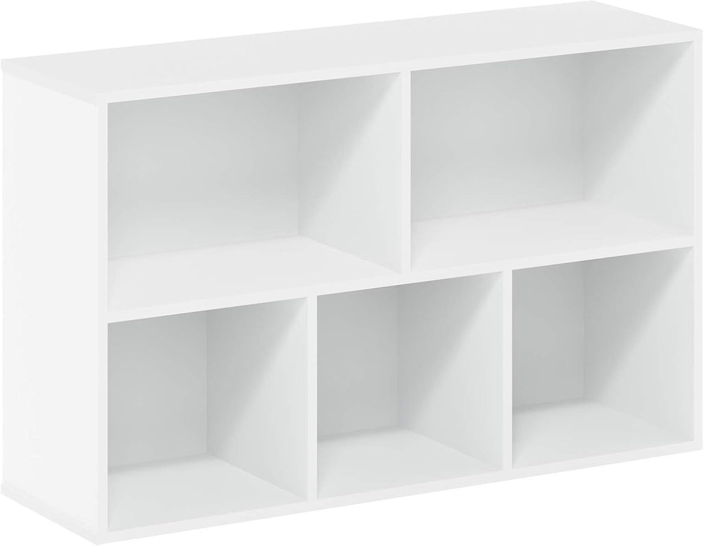 LUDER Book Shelf, 5-Cube Bookshelf, Reversible Bookcase, 9.4 x 19.5 x 31.5, Easy Assembly, White