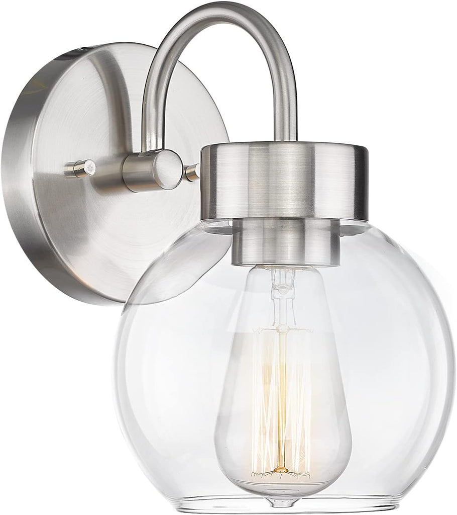 Bathroom Light Fixtures Over Mirror, 1-Light Brushed Nickel Wall Sconces, Modern Vanity Light Porch Lamp