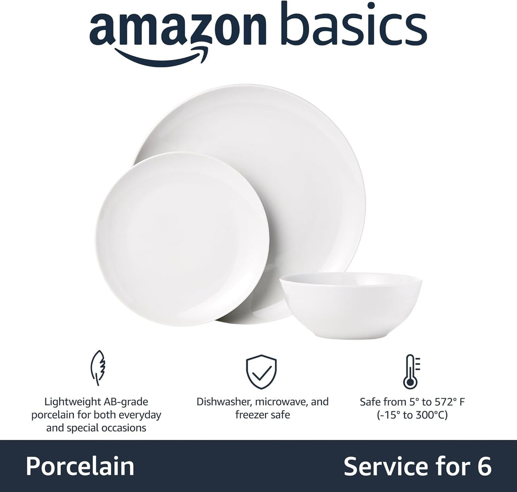 18-Piece Complete Kitchen Dinnerware Set, Microwave and Dishwasher Safe, Plates, Dishes, Bowls for Everyday Use