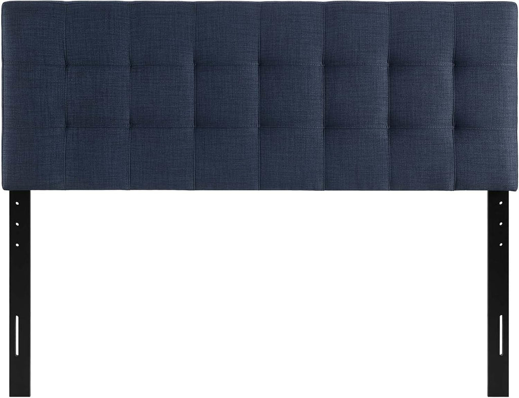 Lily Tufted Linen Fabric Upholstered King Headboard in Navy