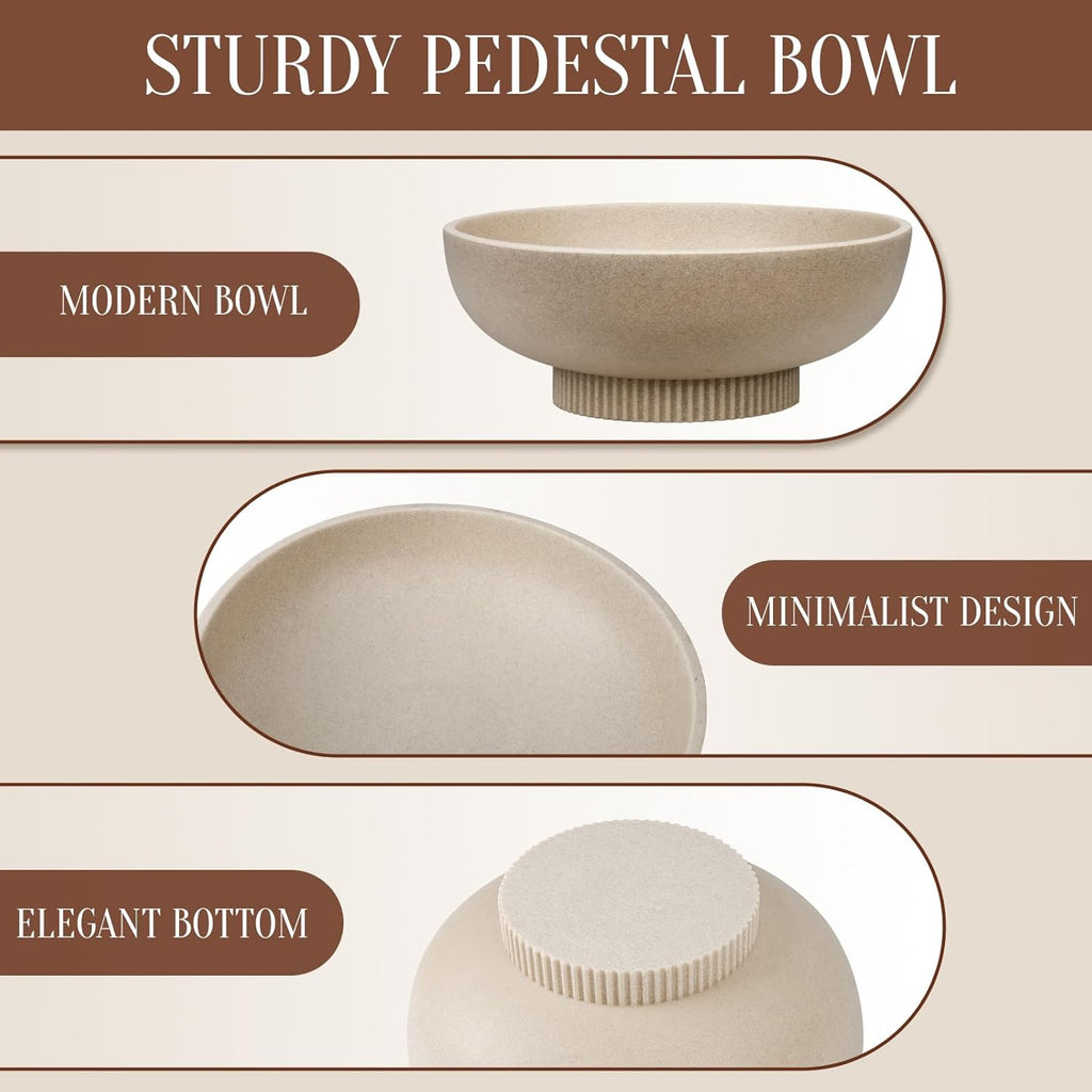 Large Resin Pedestal Decorative Bowl - Modern Handicraft Bowls Decor - Fruit Bowl Counter - Key Bowl Table,Artificial