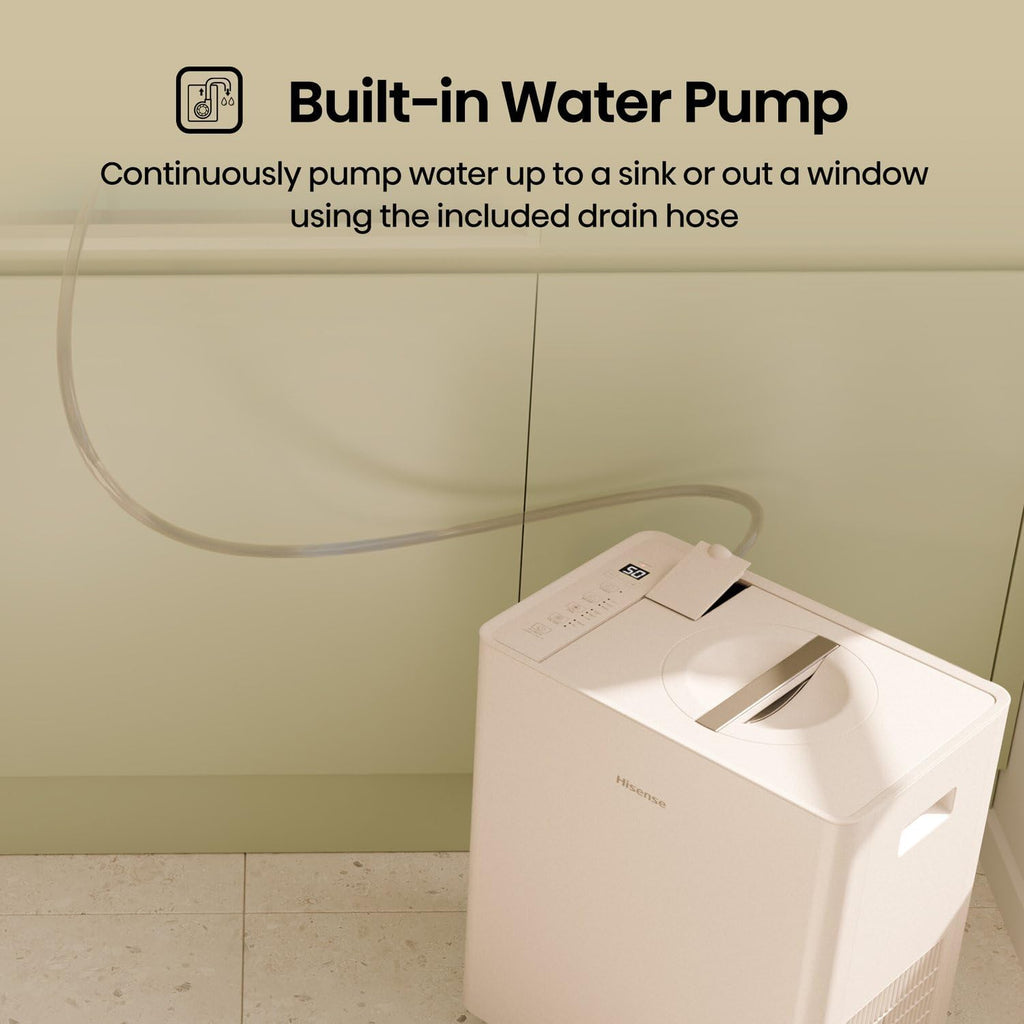 50 Pint Lift-Up Portable Dehumidifier with Built-In Pump in White