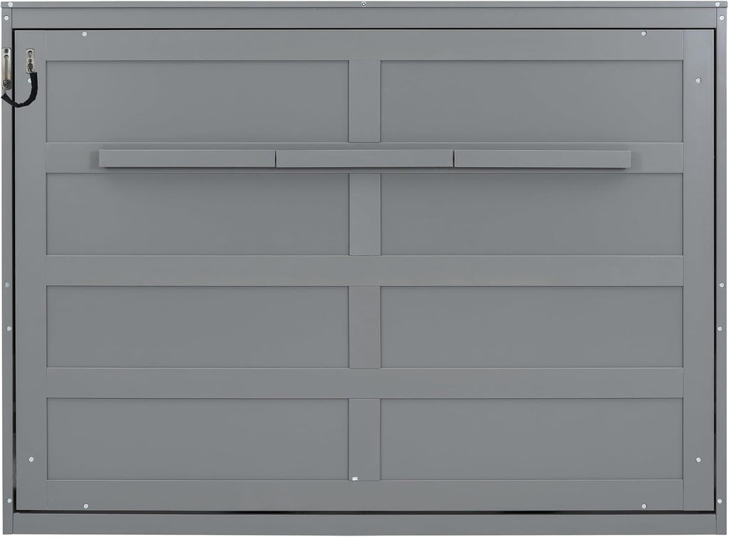 Full Murphy Bed with Storage Shelf, Wood Murphy Bed Cabinet for Home Office Studio, Can Be Folded into a Cabinet, No