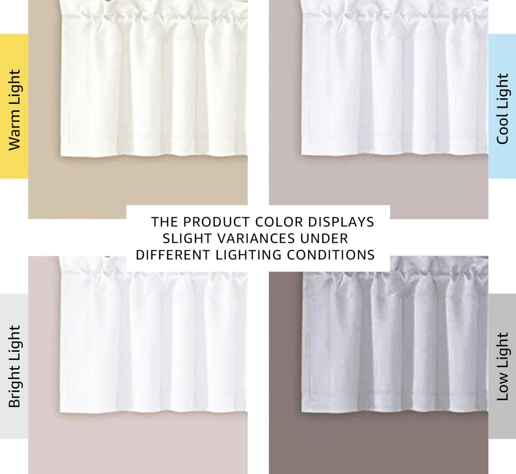 2 Panels White Valance for Windows, Natural Blackout Curtains Valances for Small Windows/Living Room/Bedroom/Bathroom