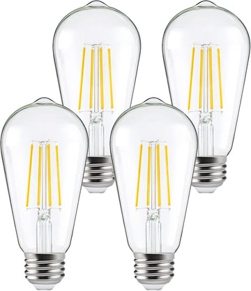 ST64 Dusk to Dawn LED Light Bulb Outdoor,E26,6W,2700K,650lm,4Pack
