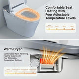 Black Smart Toilet with Bidet, One Piece Toilet with Tank and Pump for Low Water Pressure, AutoOpenClose Lid