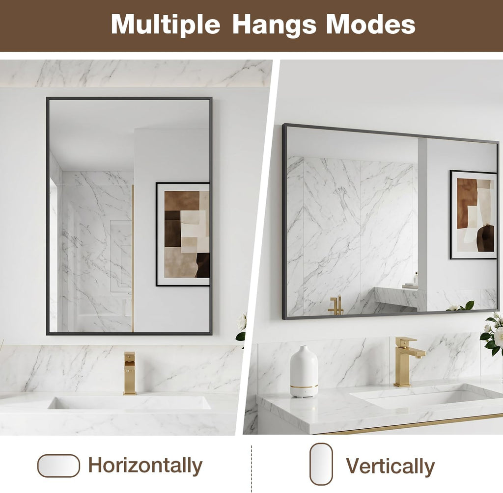 Bathroom Vanity Mirror for Wall, 2 Pack 24" x 36" Metal Framed Rectangular Bathroom Wall Mirror for Over
