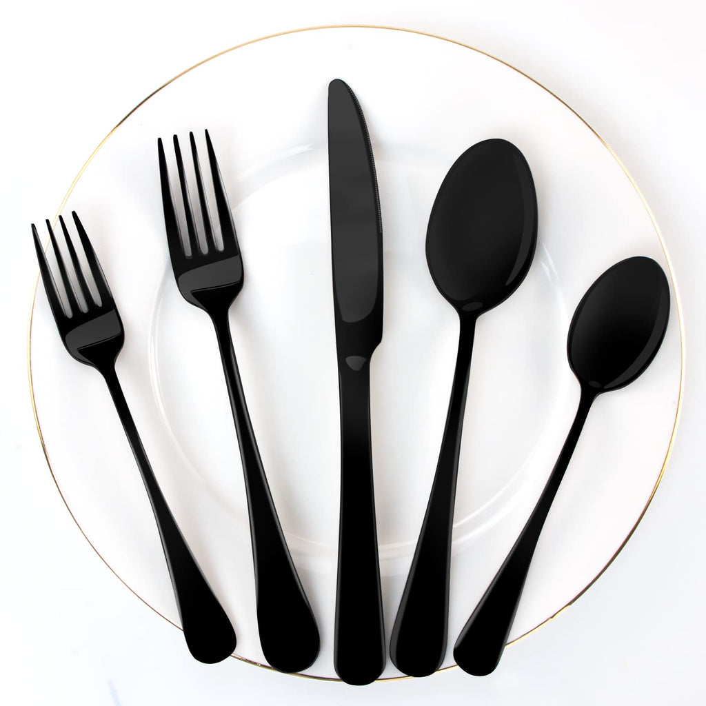 Black Silverware Set, 20-Piece Flatware Set Service for 4
