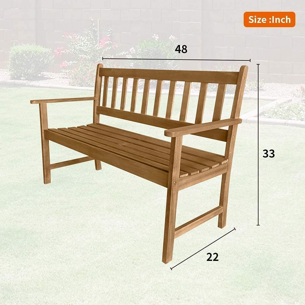 Furniture Outdoor Patio Bench Wood Garden Bench Park Bench Acacia Wood for Pool Beach Backyard Balcony Porch Deck