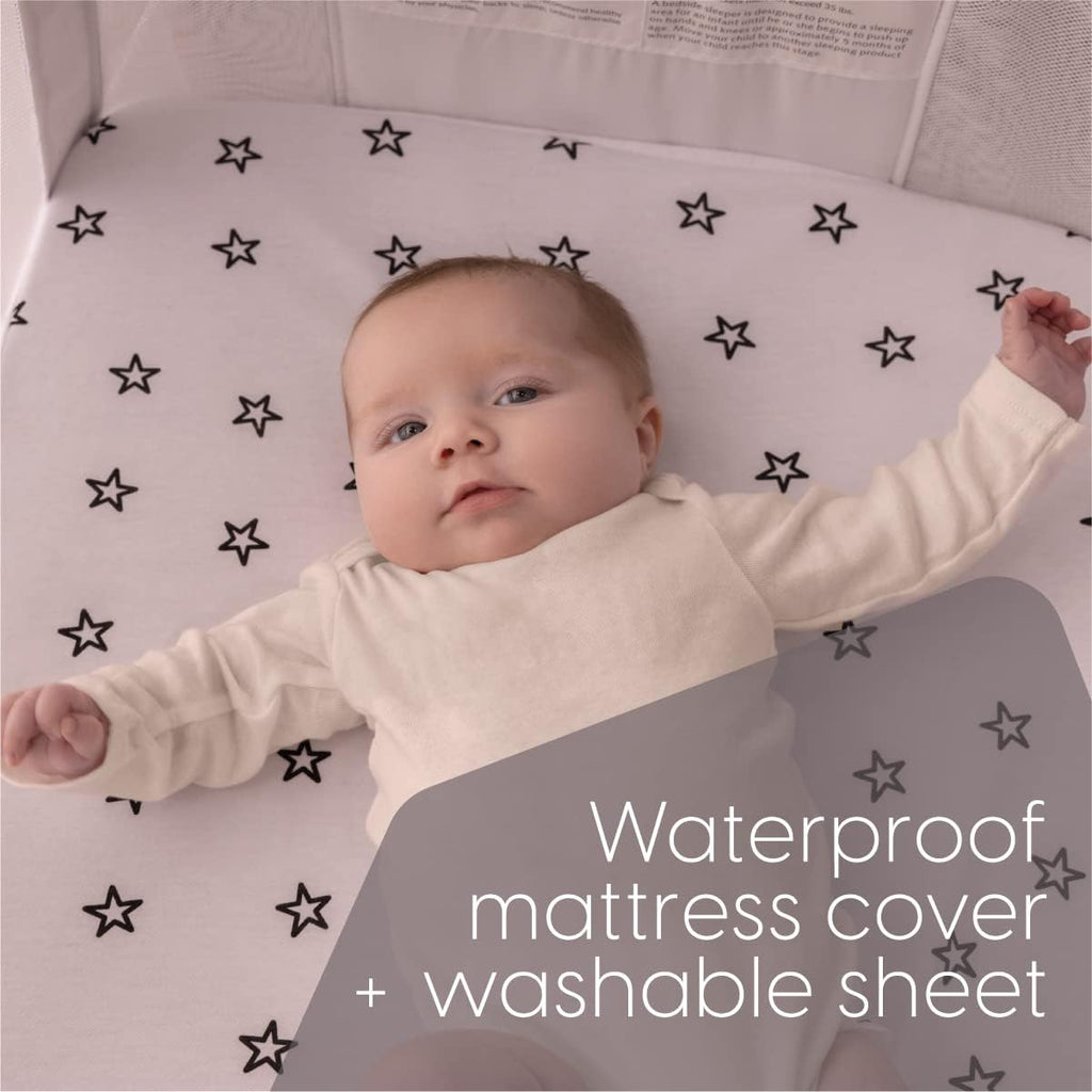 Baby Bedside Bassinet Sleeper, Bassinet for Newborn with Plush Mattress, Mesh Breathable, Adjustable Side Sleeper