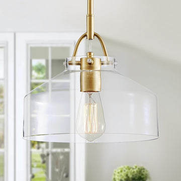 Chandelier Rustic Farmhouse Industrial Round Ceiling Pendant LED Light Fixture with Clear Glass Shades for Dining