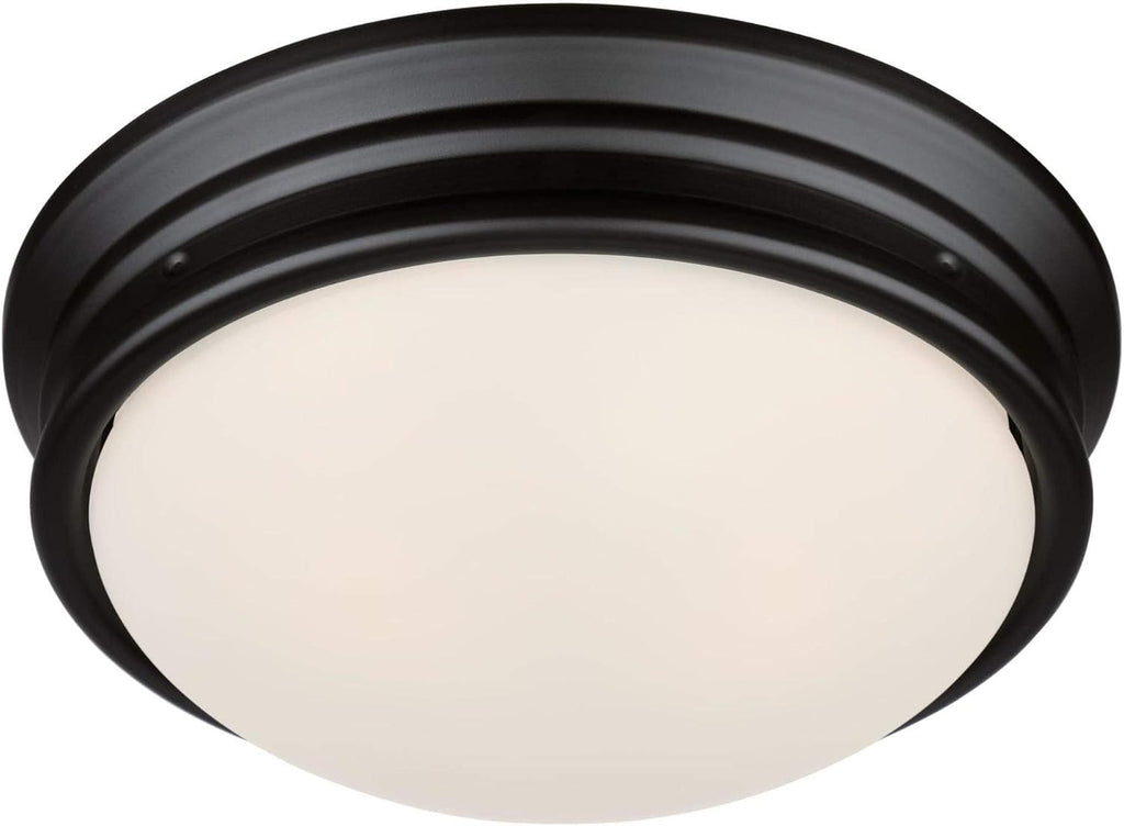 Meadowbrook 13 inch Traditional Two-Light Flush Mount Outdoor Ceiling Light Fixture Matte Black Finish, Frosted Glass