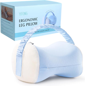 Knee Pillow for Side Sleepers, Breathable Memory Foam Leg Pillow Blue