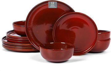 Ceramic 12 Pieces Dinnerware Set - Dinner Plates Salad Plates Cereal Bowls Set Service for 4