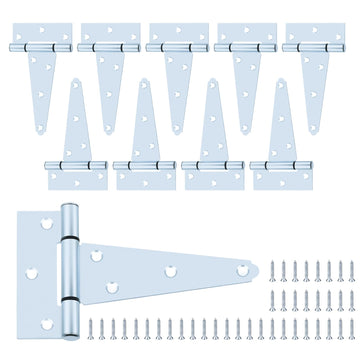 5" Zinc Plated Gate Hinges, 10 Pack T Strap Hinges Heavy Duty for Fence