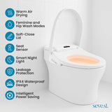 Round Electric Heated Bidet Toilet Seat with Instant Warm Water, Air Dryer, Feminine and Rear Wash, Wireless Remote, Self-Cleaning Nozzle, Slow-Close Lid, Temperature Display, Energy Saving Mode