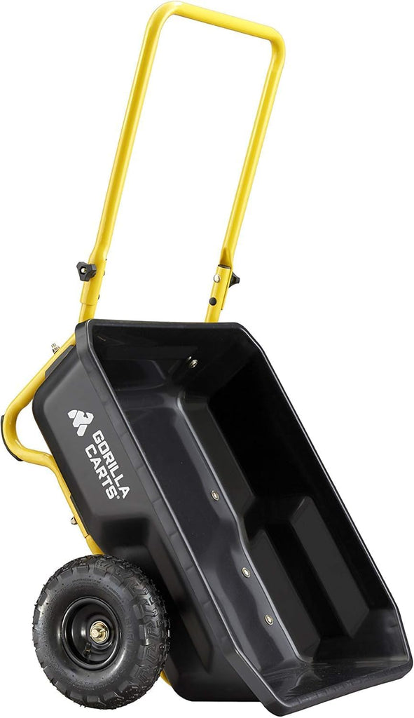 Poly Dump Cart, 2-Wheel Garden Wagon, 4 Cu Ft, 300lb Capacity | Foldable Handle, Push or pull design, Low center of