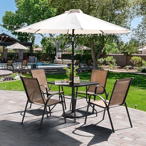 5-Piece Metal Outdoor Patio Furniture Set - Dining | Black for Patio, Garden & Porch