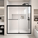 Semi-Frameless Sliding Shower Door 56-60" W x 72" H, 6mm SGCC Tempered Glass Matte Black Hardware