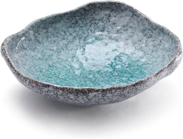 Ceramic Decorative Dish, 10 inch Dark Blue | Irregular-Edge Stoneware, Centerpiece Dish, Handcrafted, Multi-Purpose