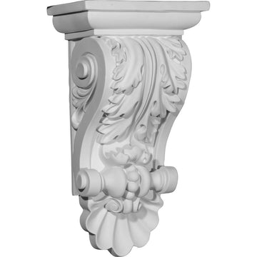 8-Inch W x 5-Inch D x 14 7/8-Inch H Acanthus Shell Corbel , White