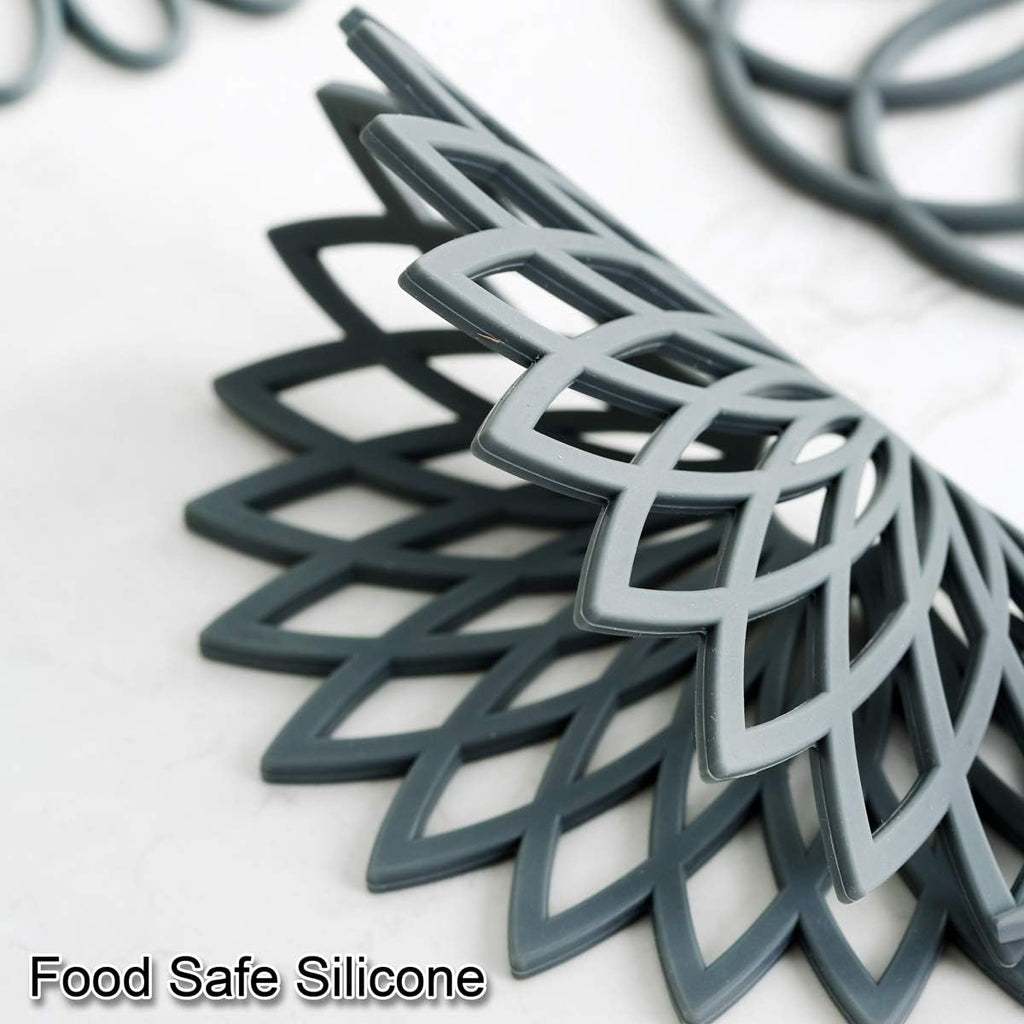 Silicone Trivet Mat - Hot Pot Holder Hot Pads for Table & Countertop - Trivet for Hot Dishes - Non-Slip & - Set of 3