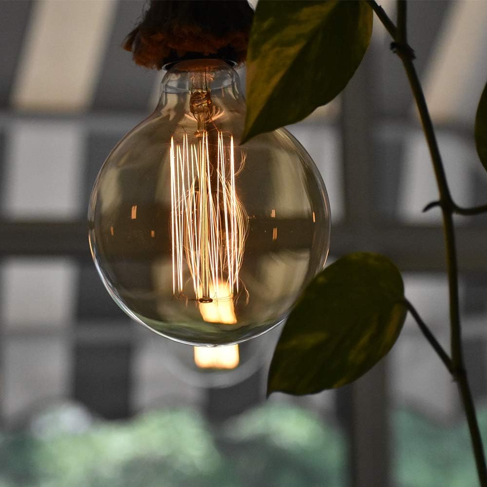 Edison Incandescent Light Bulbs 60 Watt, G25(G80) Vintage Light Large Bulb, 6-Pack Globe Bulbs 2100K Warm White, E26