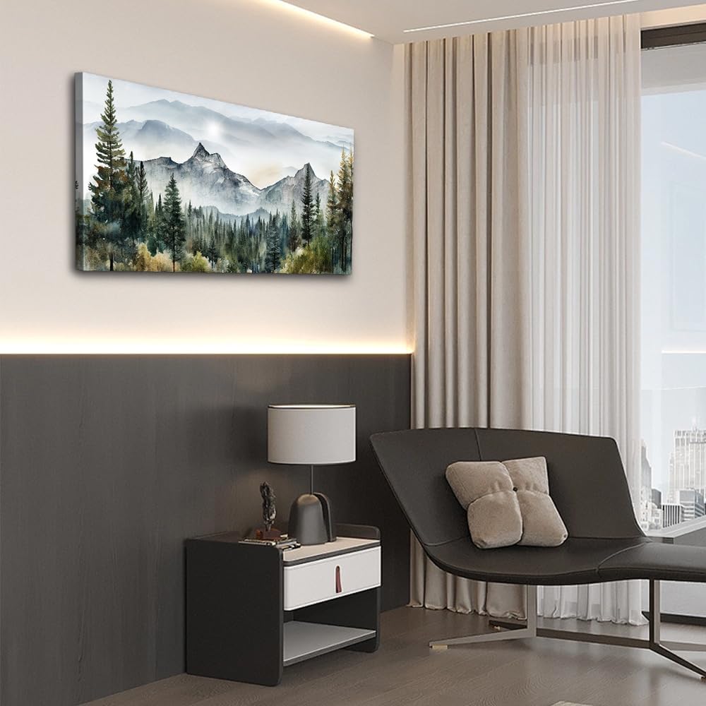 Abstract Mountain Landscape Canvas Art - Modern Wall Decor - Stretched & Framed, Ready To Hang