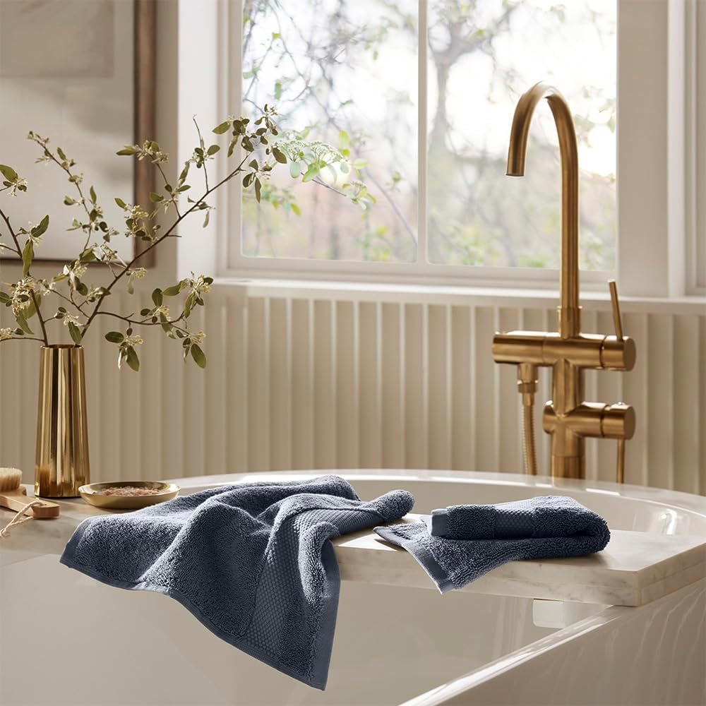 Plush Bath Sheet Set, 6 Pieces, Mineral | 2 Oversized Bath Sheets, 2 Hand Towels & 2 Washcloths - 100% Organic Cotton