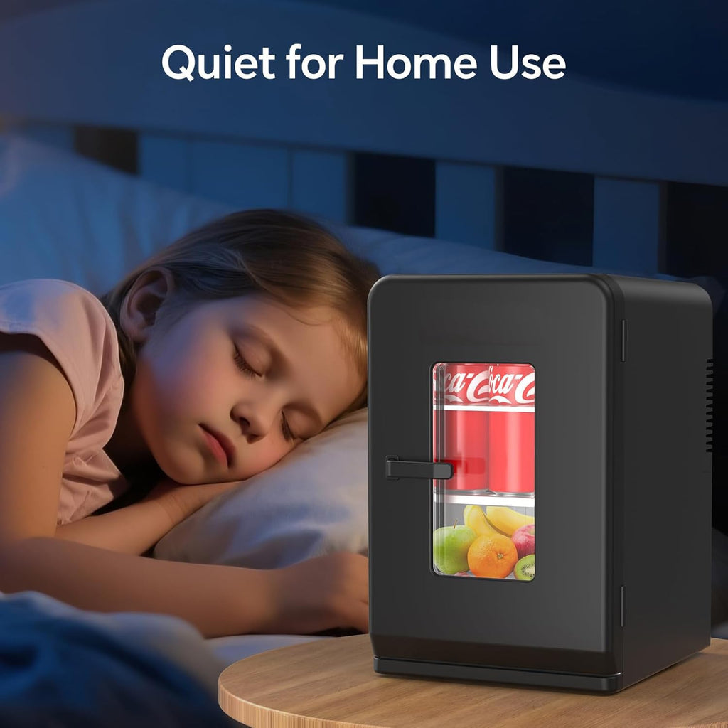Mini Fridge, 15 Litre/21 Cans Small Fridge for Bedroom, Car, Office & Dorm, 110V AC/DC Portable Thermoelectric Cooler