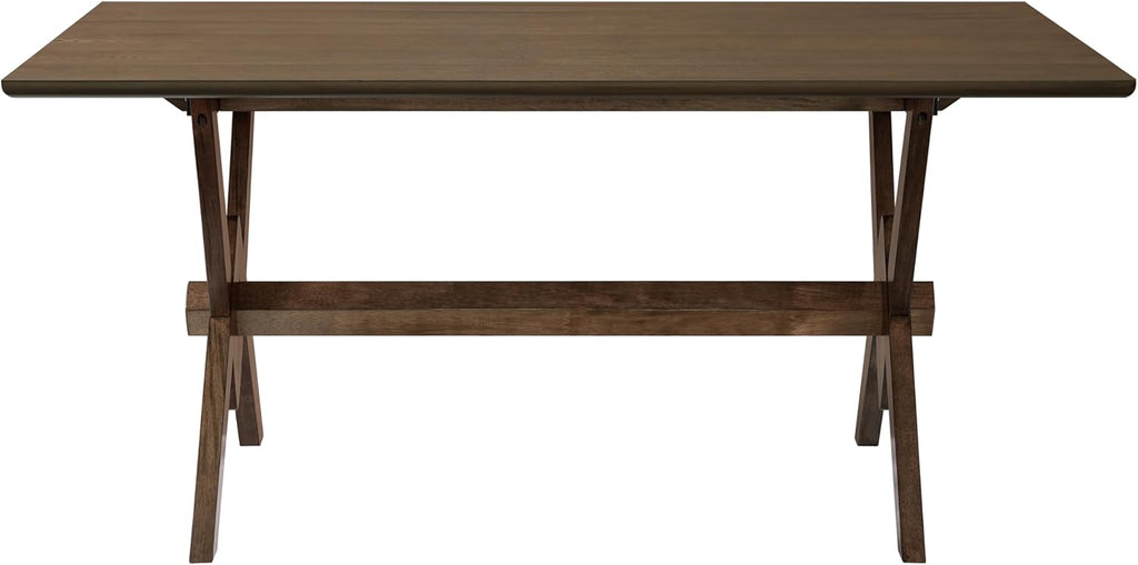 Farmhouse Dining Table for 6, 63 Inch Rectangular Wooden Kitchen Table with Double V Base, Rustic Dining Table with