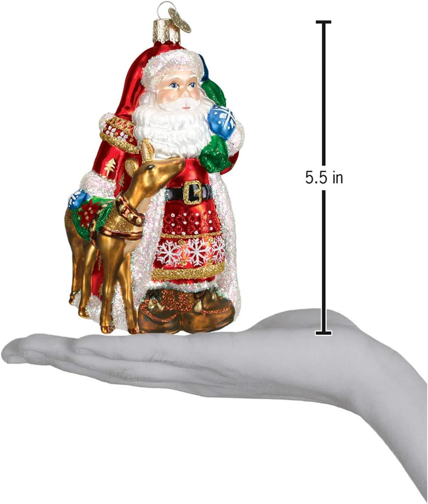 Ornaments: Assortment of Santas Glass Blown Ornaments, Nordic Santa 5.5 Inches