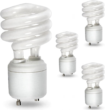 Mini Spiral Compact Fluorescent Light Bulb 23W GU24 5000K 4 Pack