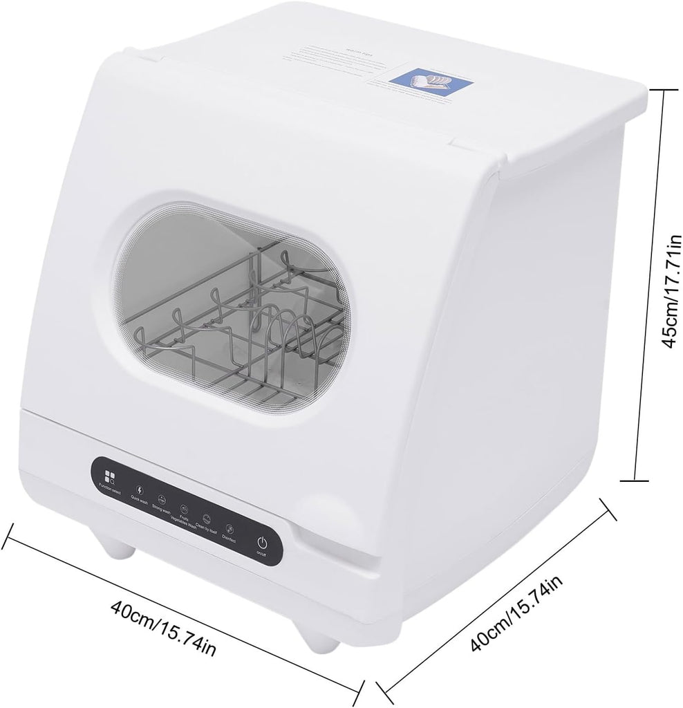 Portable Dishwasher Countertop 6 Place Settings Compact 15.6x15.4x16.9in 5 Functions 161.6°F 55dB Quiet 1.32Gal Water