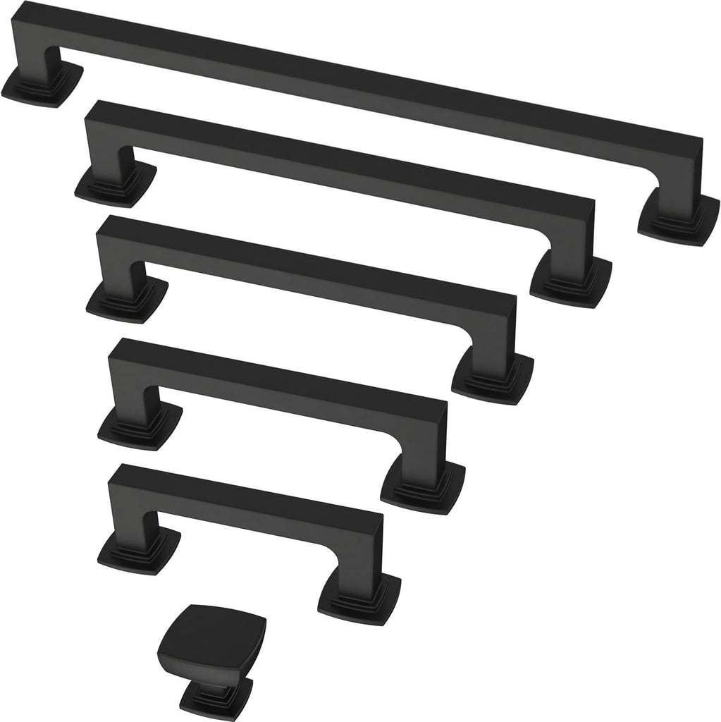 (10-Pack) - Square Matte Black Cabinet Knobs for Dressers, Drawers, Kitchen Cabinet Door, Vanity, Furniture, Closet