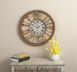 Vintage 24 Inch Wall Clocks,Quartz Silent Non Ticking,Battery Operated,Roman Numeral Style,for Bedroom