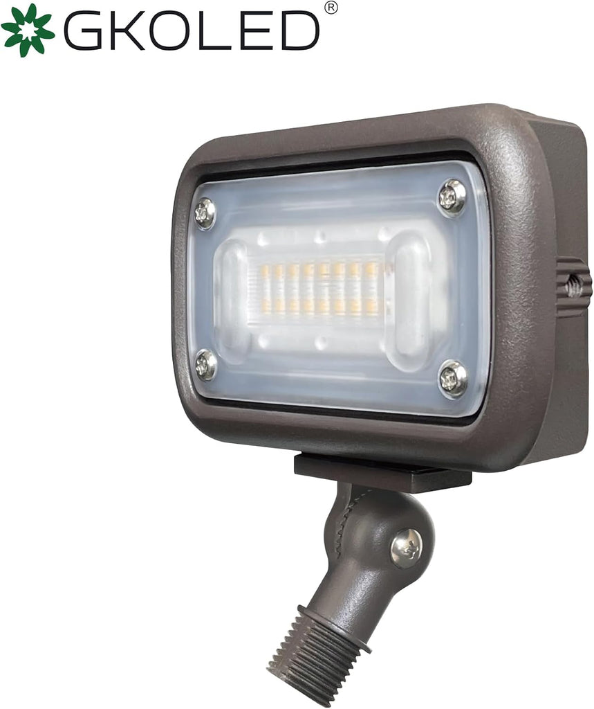 7W Outdoor LED Low Voltage Landscape Lighting Flood Light, 2700K, 550Lumen, 9-15V AC/DC, 1/2" Adjustable Knuckle Mount