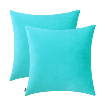 Comfy Soft Thick Velvet Throw Pillow Covers Decorative Solid Square Couch Cushion Cases Bedroom Car Decor (Turquoise