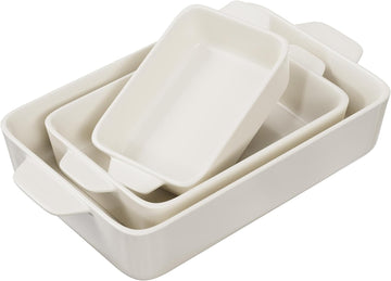 Ceramic Bakeware Set, Rectangular Dishes, For Casseroles, Lasagna, Cake, Small, Medium & Large Pans, Microwave &