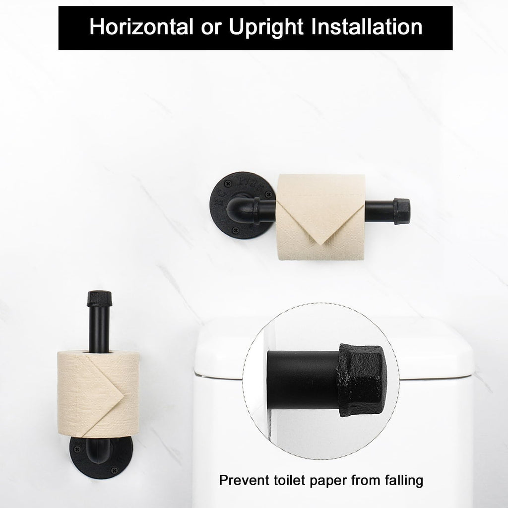 5 Pieces Industrial Pipe Bathroom Towel Rack Set, Bath Hardware Include 18 Inch Towel Bar, Toilet Paper Holder, Wall