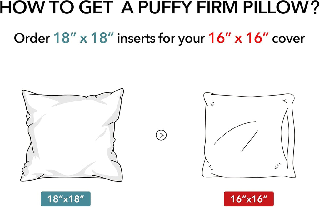 18"x18" Pillow Inserts () - Throw Pillow Inserts with 100% Cotton Cover - 18 Inch Square Interior Sofa Pillow - Set of 2