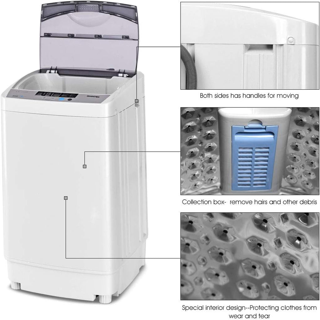 Full-Automatic Washing Machine Portable Compact 1.34 Cu.ft Laundry Washer Spin with Drain Pump, 10 programs 8 Water