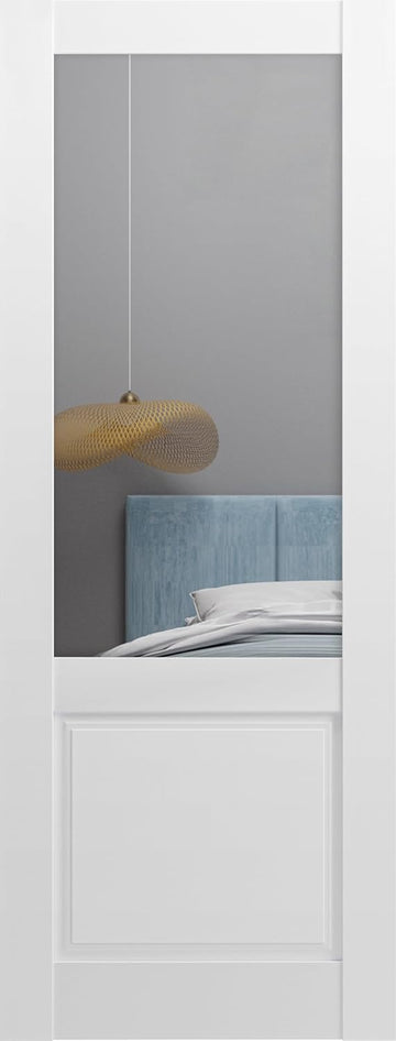 Slab Barn Door Panel 36 x 80 inches | Lucia 1533 White Silk with Clear Glass | Sturdy Finished Doors