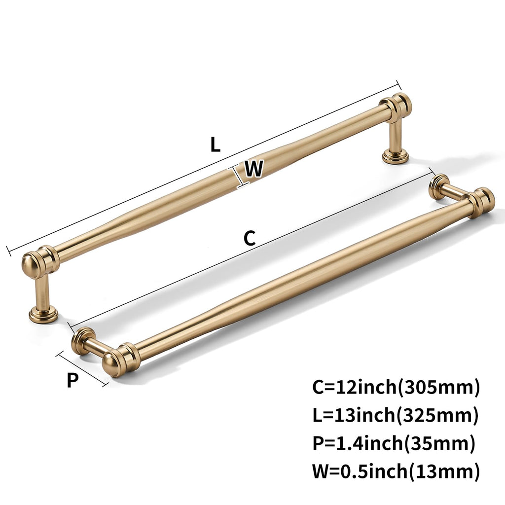 5 Pack 12inch(305mm) Hole Center Champagne Bronze Cabinet pulls Honey Bronze Solid Heavy-Duty Tradition Kitchen