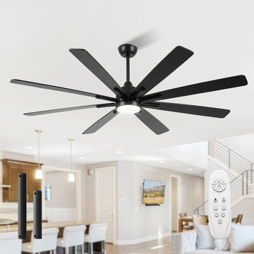 84" Ceiling Fan with LED Light and Remote - Matte Black