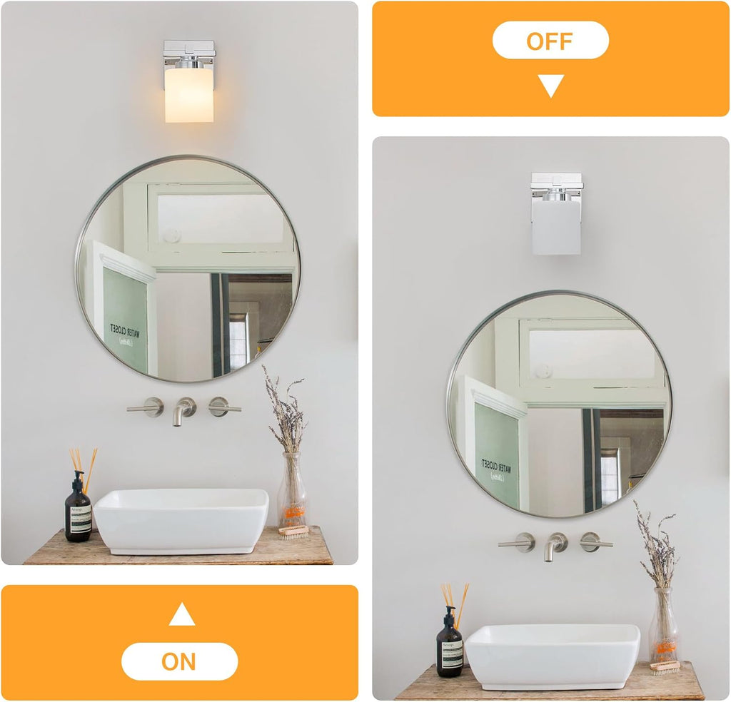 Bathroom Light Fixtures Over Mirror, Vanity Lights Wall Sconces with Milky White Glass Shades, E26 Socket (Bulbs Not