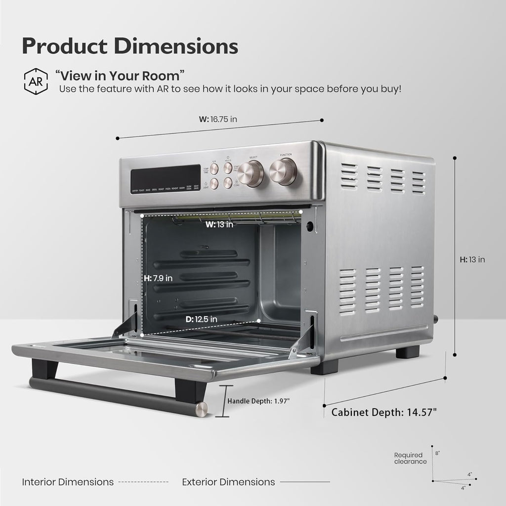 Infrared Heating Air Fryer Toaster Oven, Extra Large Countertop Convection Oven 10-in-1 Combo, 6-Slice Toast, Enamel